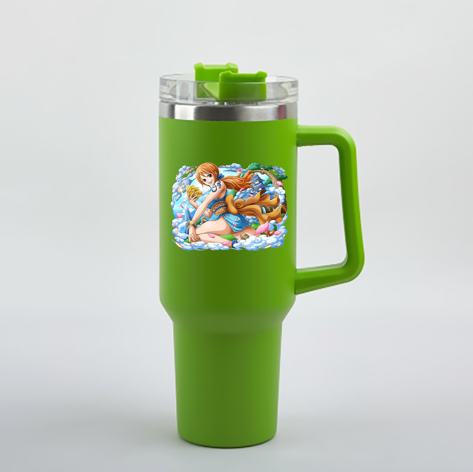 ワンピース ナミ ONE PIECE Nami 1200mL車用タンブラー - クリスタルステッカー（プラスチックストロー付き）